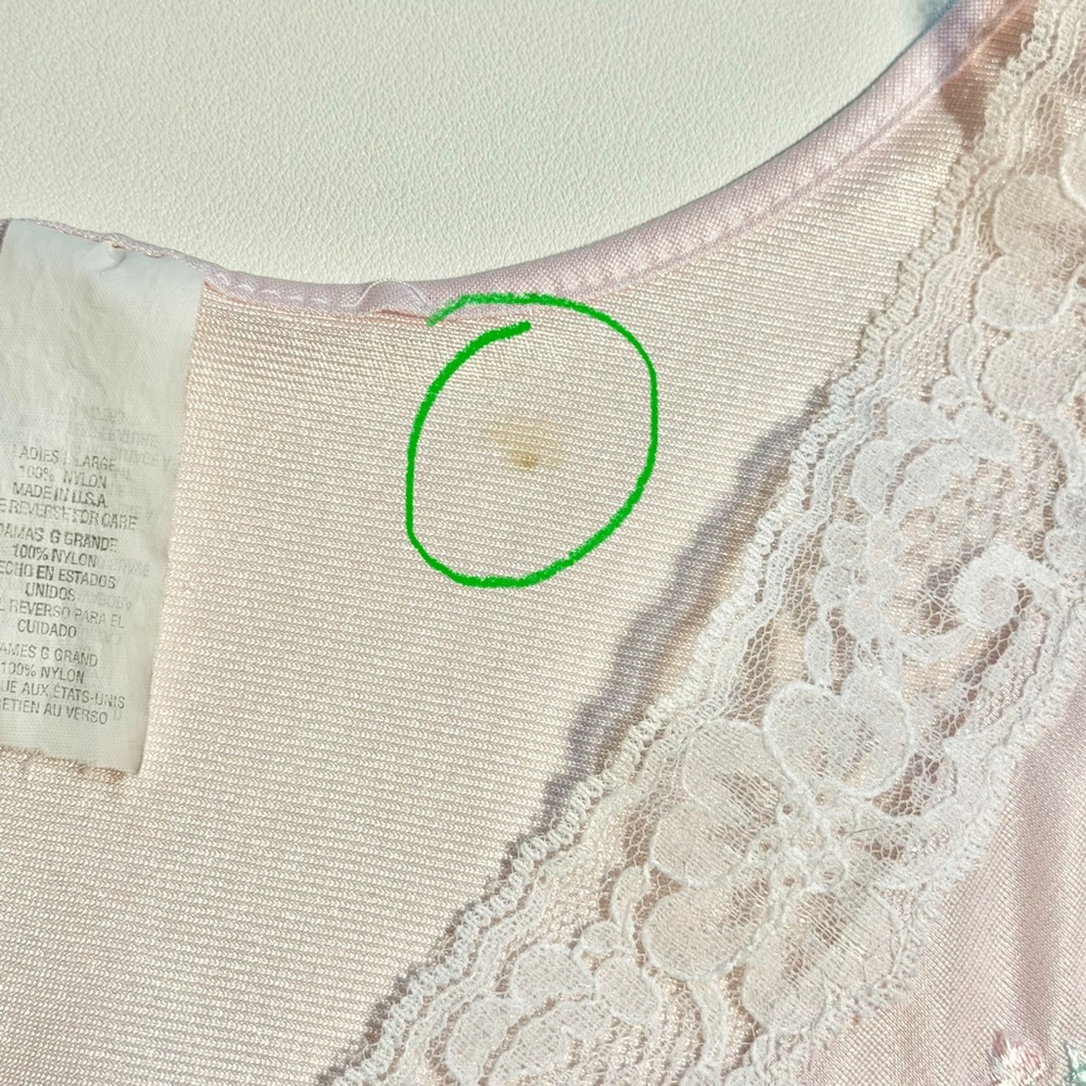 VINTAGE pastel pink nylon silky‎ nightgown embroidered floral lace midi 80s - Picture 12 of 12